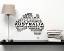Australian Map City Names Vinyl Decals Modern Wall Stickers